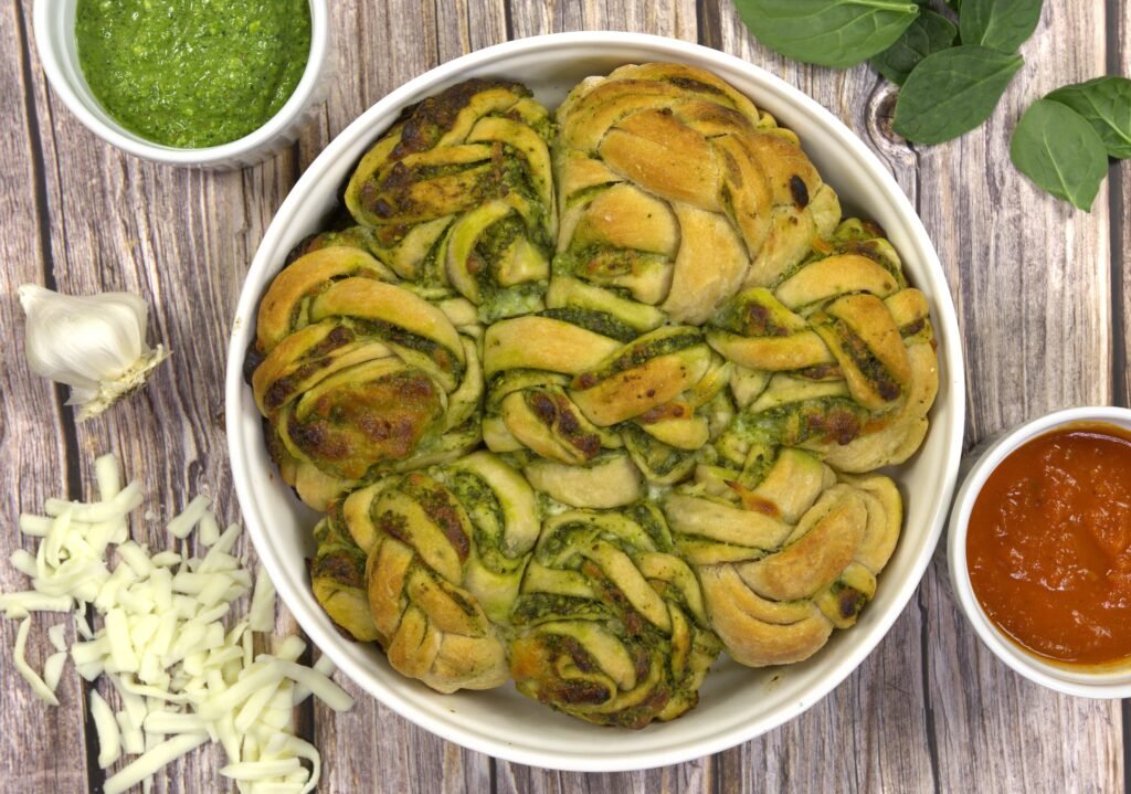 Braided Pesto Garlic Knots