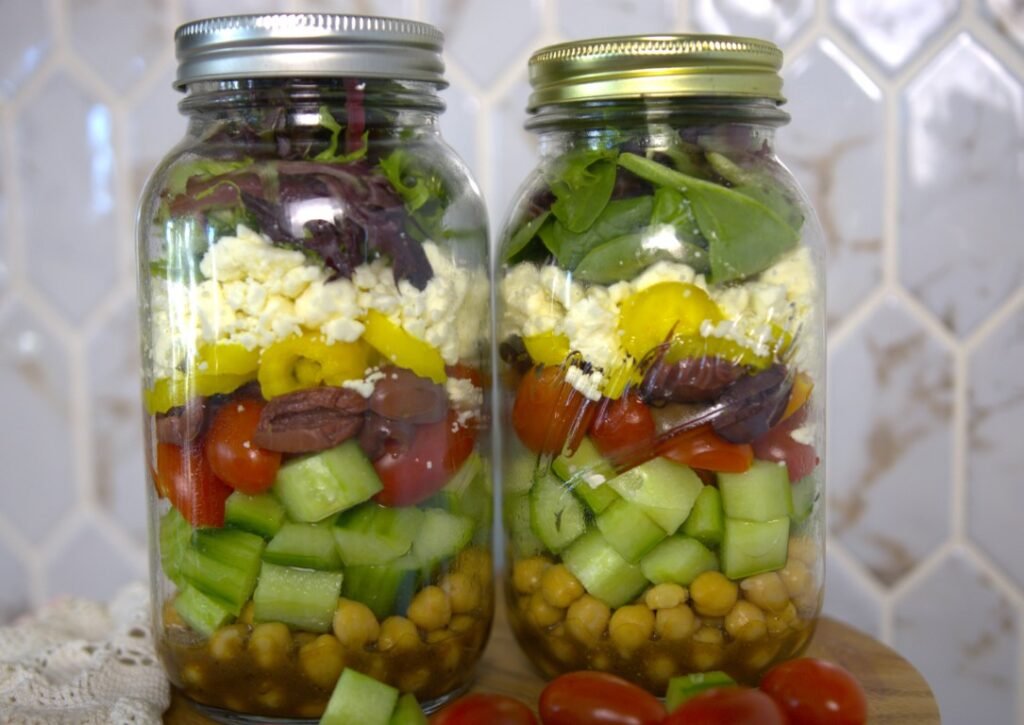 Greek Chickpea Salad in a Jar