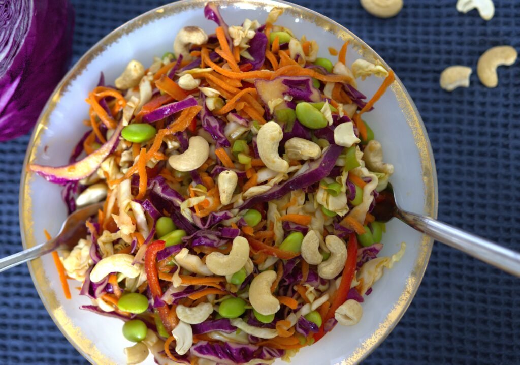 Rainbow Crunch Salad with Miso Dressing