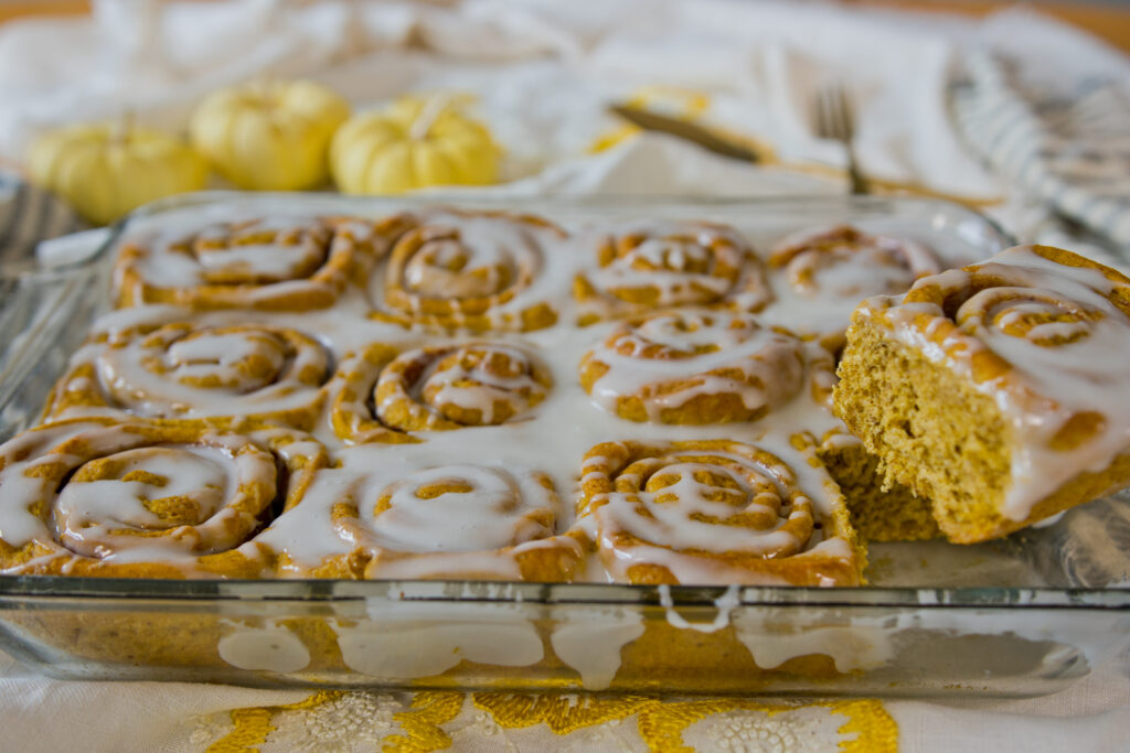 Pumpkin Sourdough Cinnamon Rolls