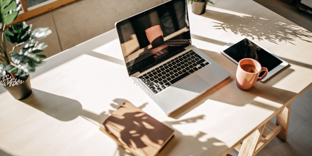 Desk set up for virtual nutritionist, Amy Lawson.